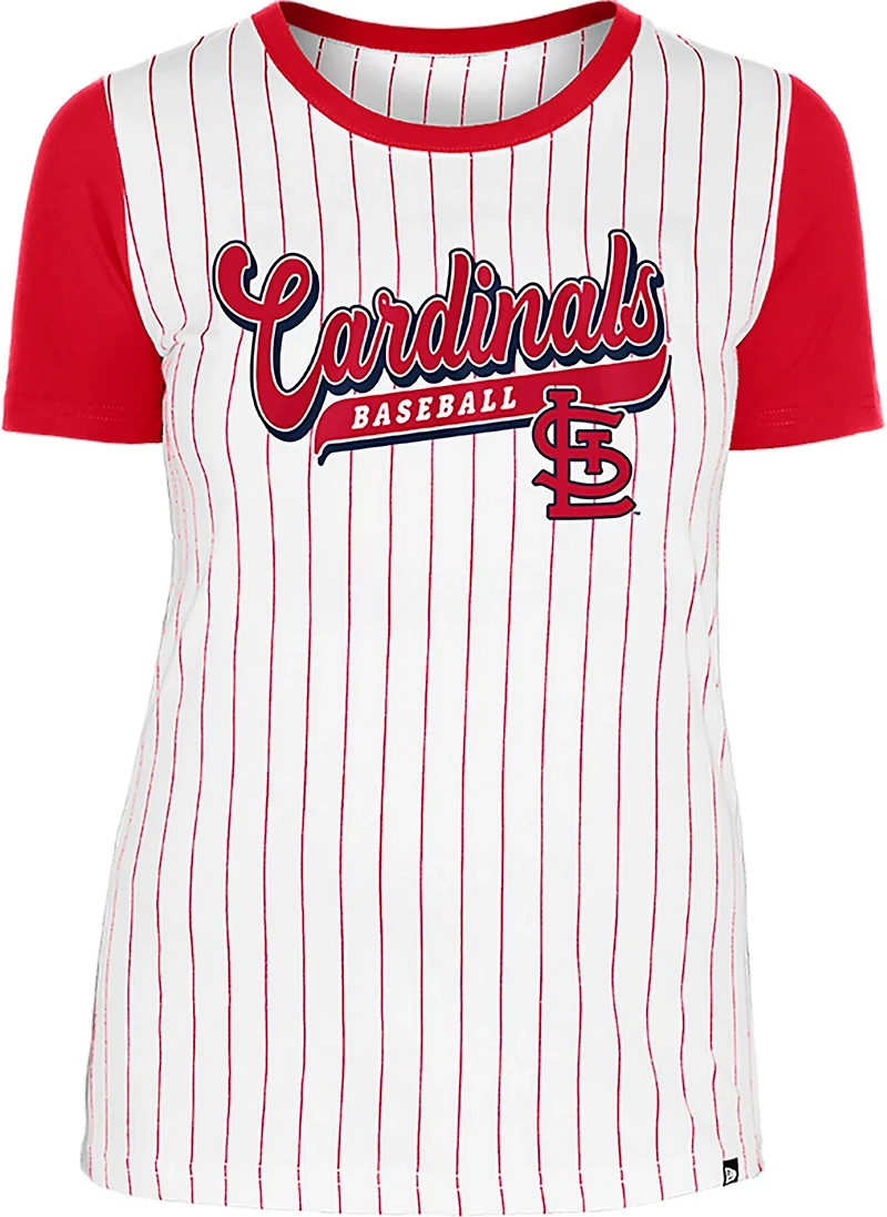 New Era Women's Cardinals Pinstripe Short Sleeve T-shirt