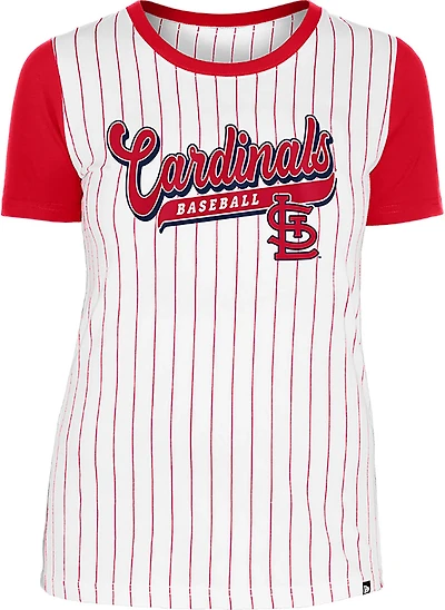 New Era Women's Cardinals Pinstripe Short Sleeve T-shirt