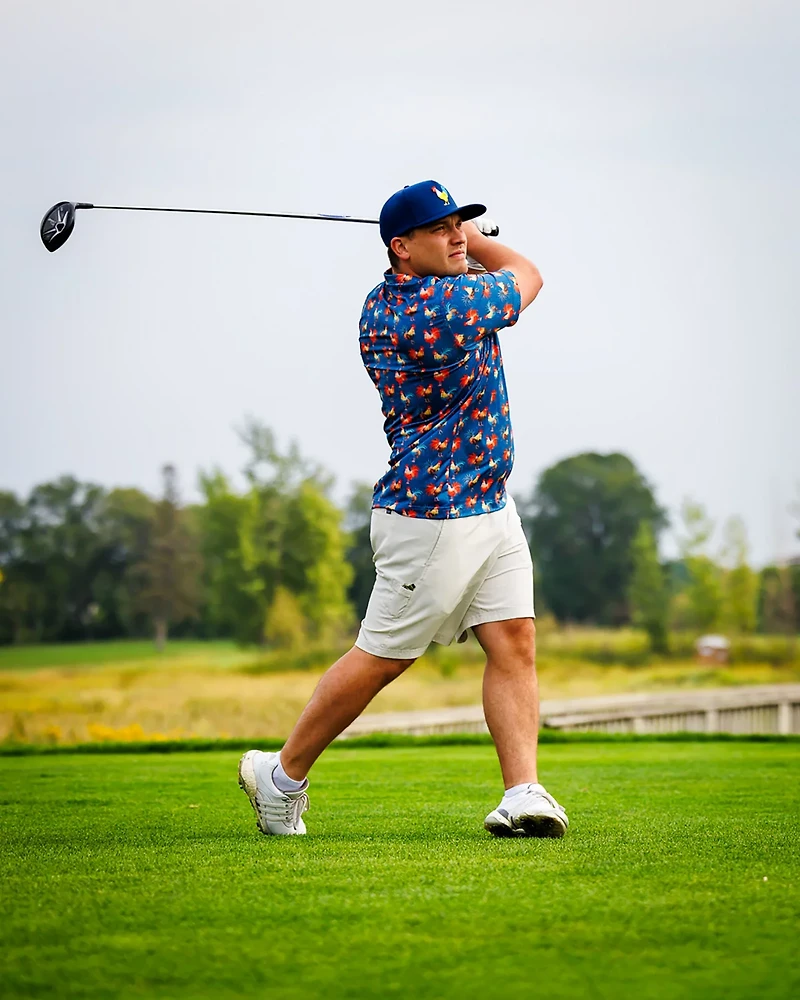 Waggle Golf Men's Cocky Rooster Short Sleeve Polo Shirt