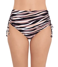 Salt + Cove Juniors' Stripes Shirred Side High-Waisted Bikini Bottoms