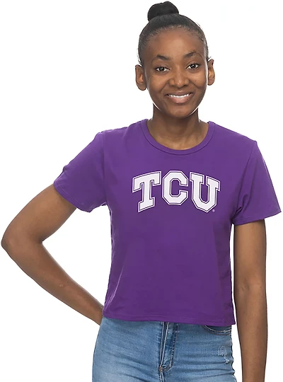 ZooZatz Women's TCU Gingham Arch Crop T-shirt