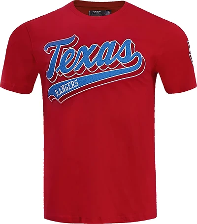 Pro Standard Men's Texas Rangers Script Tail T-shirt