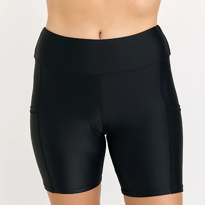 Calypsa Women's Mid-Thigh Swim Shorts with Pockets