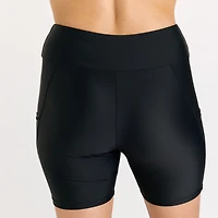 Calypsa Women's Mid-Thigh Swim Shorts with Pockets