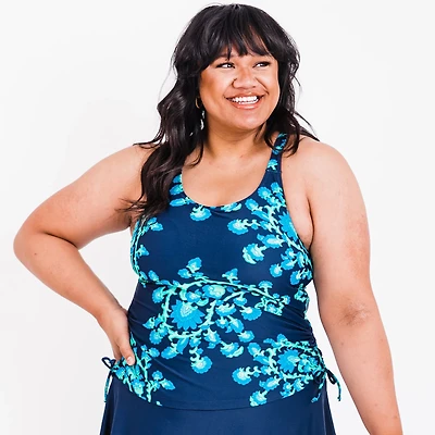 Calypsa Women's Maya Tankini Plus-Size Swim Top with Removable Cups