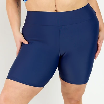 Calypsa Women's Mid-Thigh Plus-Size Swim Shorts