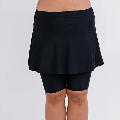 Calypsa Women's Midi Plus-Size Swim Skort