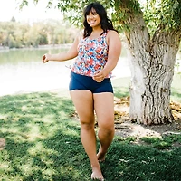 Calypsa Women's Maya Tankini Plus-Size Swim Top with Removable Cups