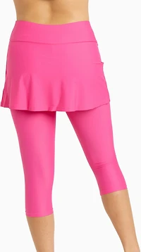 Calypsa Women's Skirted Plus Swim Capri Pants