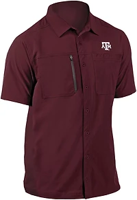 Antigua Men's Texas A&M University Kickoff Woven Short Sleeve Fishing Shirt