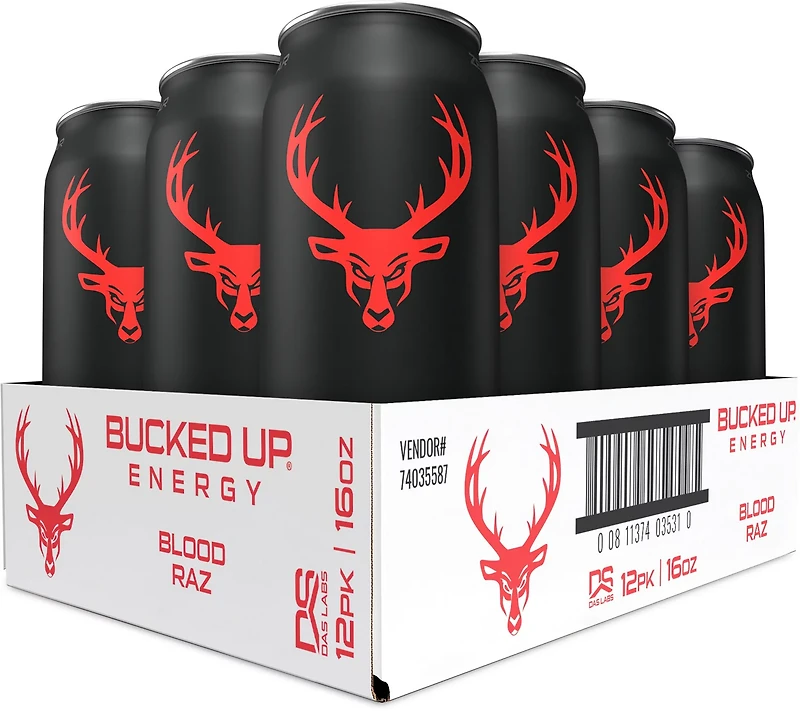 Bucked Up Blood Raz Energy Drink 16 oz