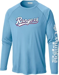 Columbia Sportswear Men's Texas Rangers Script PFG Terminal Tackle Long Sleeve Shirt