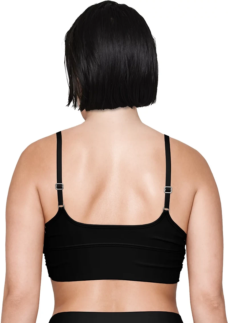 Freely Women's Solid Wrap Front Midkini Swimsuit Top