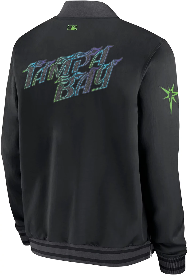 Nike Mens Tampa Bay Rays City Connect Game Time 2024 Bomber Jacket