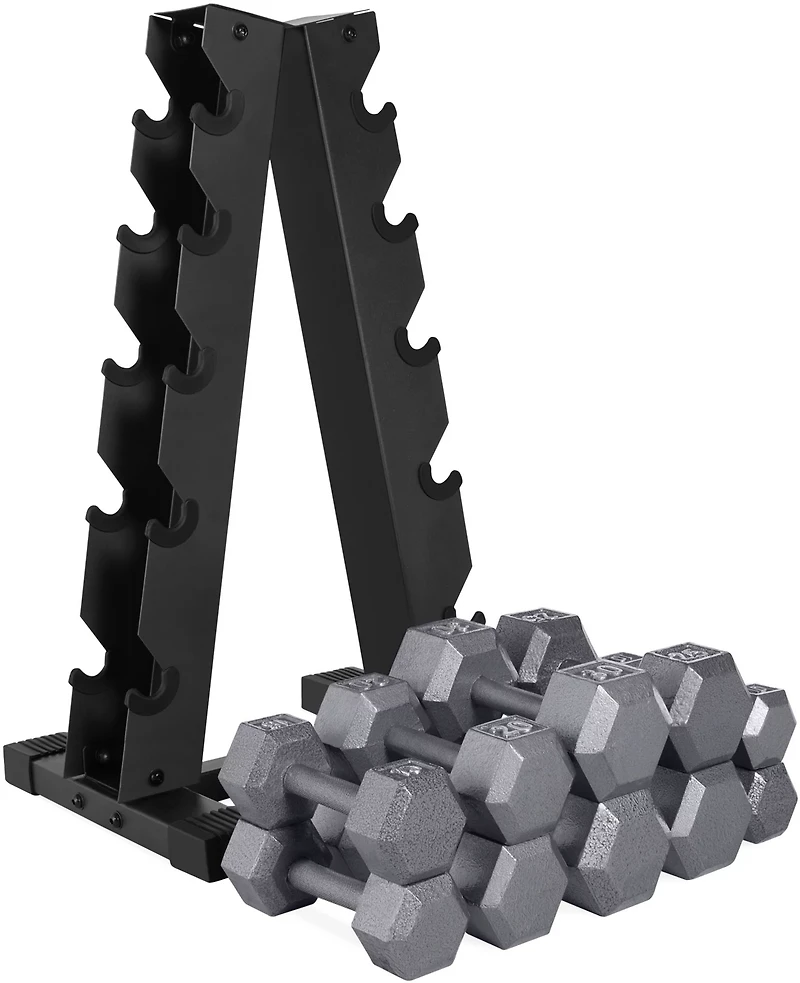 CAP Barbell 150 lb Cast Iron Dumbbell Weight Set with A-Frame Stand
