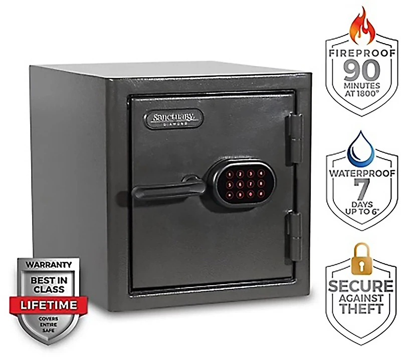 Sanctuary Diamond 3-Handgun Fireproof and Waterproof Safe with Electronic Lock
