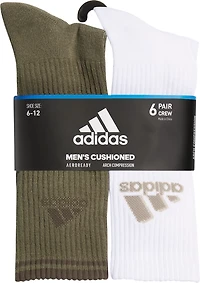 adidas Men's Athletic Cushioned Mixed 2.0 6 Pack Crew Socks
