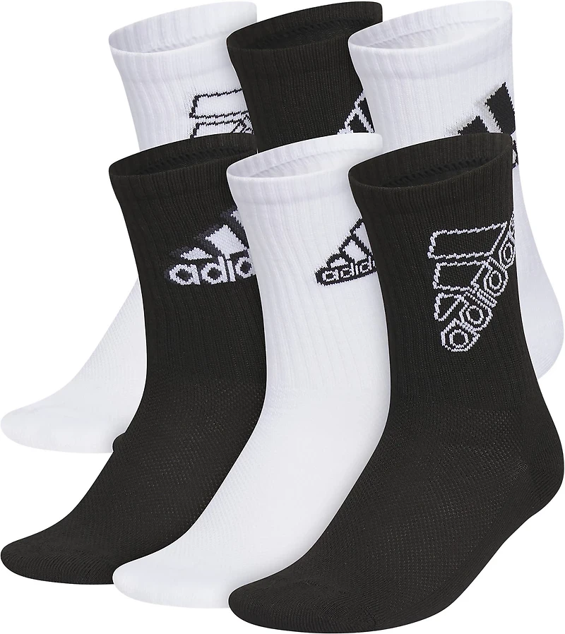 adidas Youth Cushion Mixed 6 Pack Crew Socks