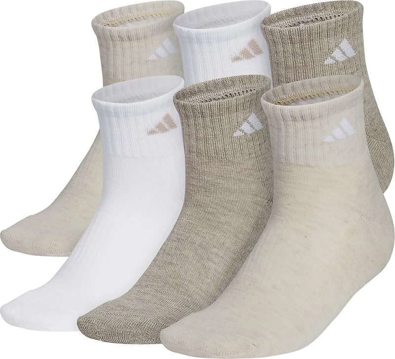 adidas Women's Athletic Cushioned 6 Pack Quarter Socks