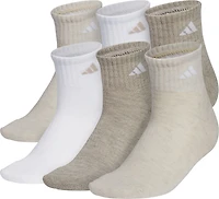 adidas Women's Athletic Cushioned 6 Pack Quarter Socks