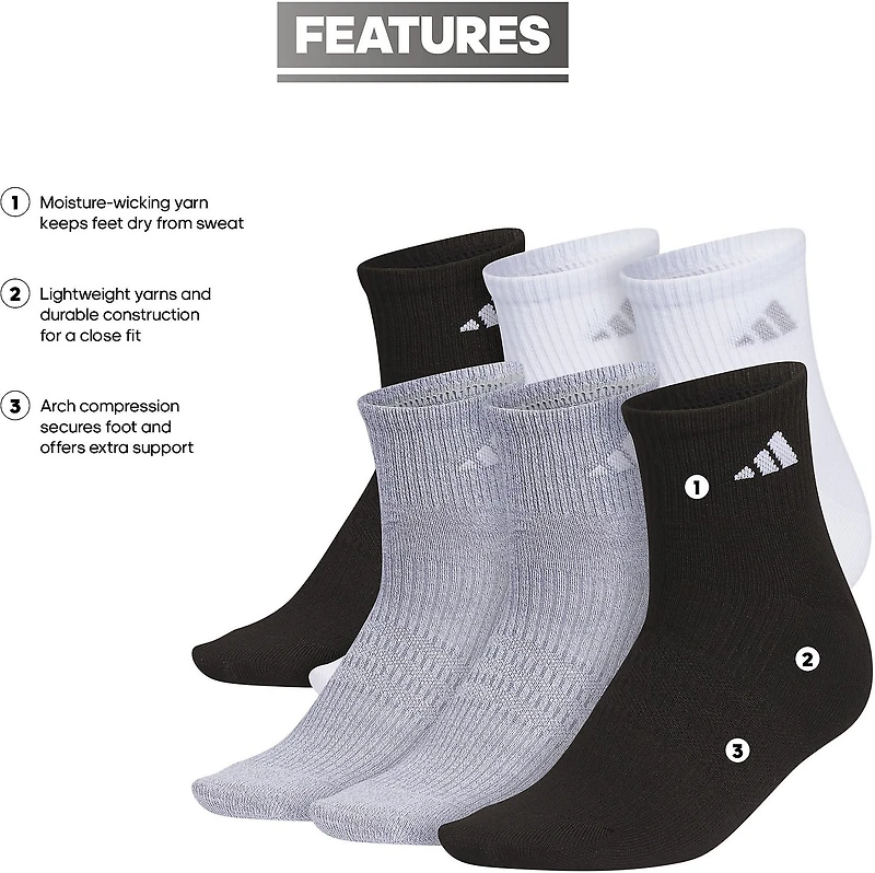 adidas Women's Superlite 3.0 6 Pack Quarter Socks