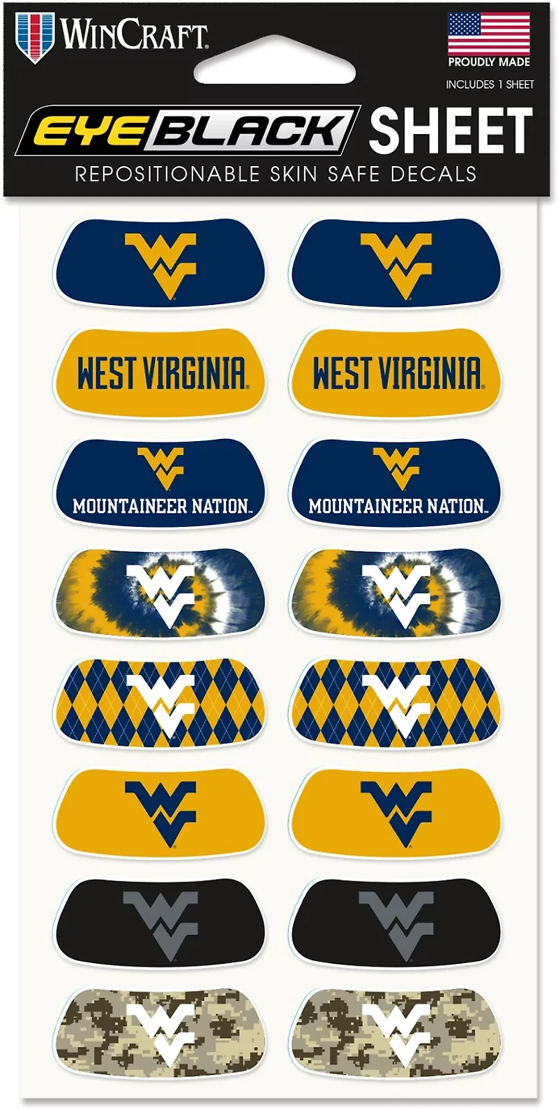 WinCraft West Virginia University Eye Black
