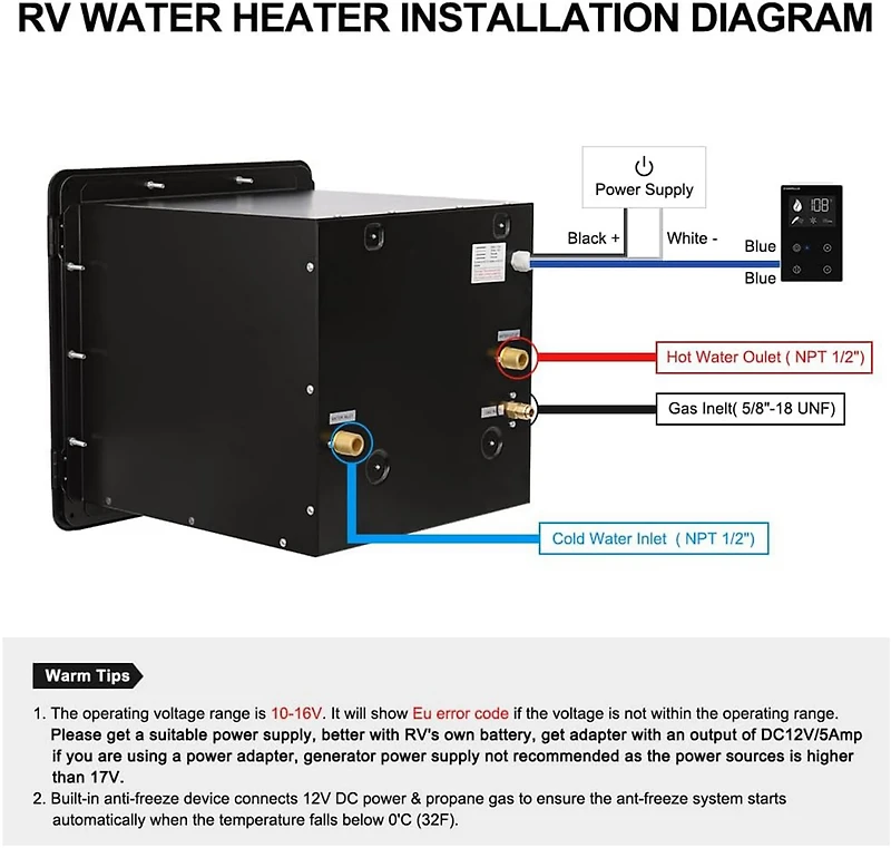 CampLux RV tankless Water Heater