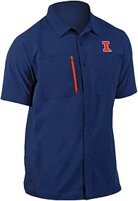 Antigua Men's University of Illinois Kickoff Woven Fishing Shirt