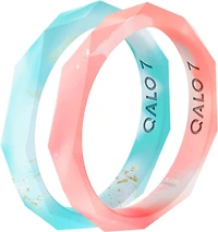 QALO Women's Natural Stone Drift Stackable Ring Set