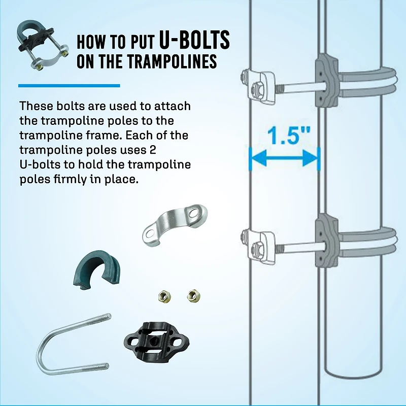 Machrus Upper Bounce 13 ft Round Trampoline Enclosure Set with 6 Poles