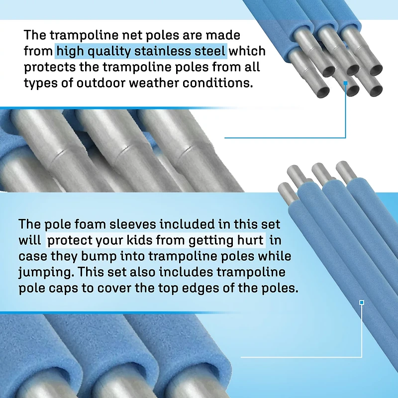 Machrus Upper Bounce 13 ft Round Trampoline Enclosure Set with 6 Poles