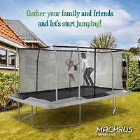 Machrus Upper Bounce 9 ft x 15 ft Rectangular Gymnastics Style Trampoline with Enclosure