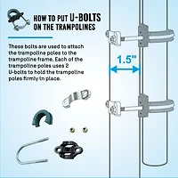 Machrus Upper Bounce 12 ft Round Trampoline Safety Enclosure Set with 8 Poles