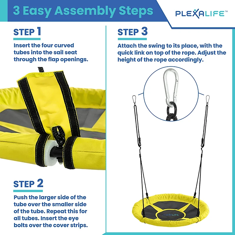 Plexalife 37.5 in Super Fun Nest Swing With Adjustable Ropes