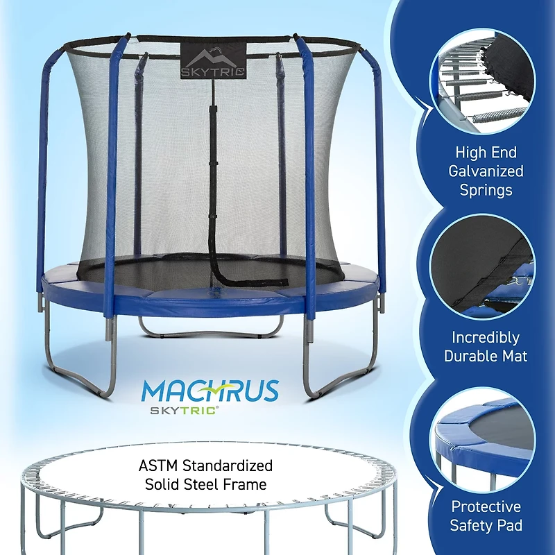 Machrus Skytric 8 ft Round Trampoline with Top-Ring Flex Enclosure