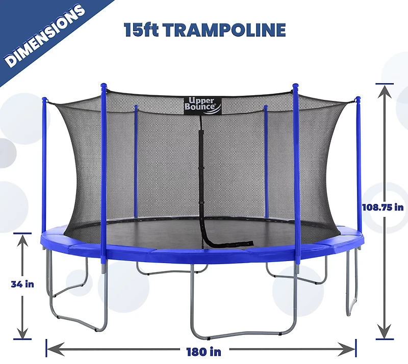 Machrus Upper Bounce 15 ft Round Trampoline with Safety Enclosure