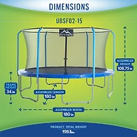 Machrus Skytric 15 ft Round Trampoline with Top-Ring Enclosure System