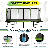 Machrus Upper Bounce Mega Gymnastics Style 10 ft x 17 ft Rectangle Trampoline