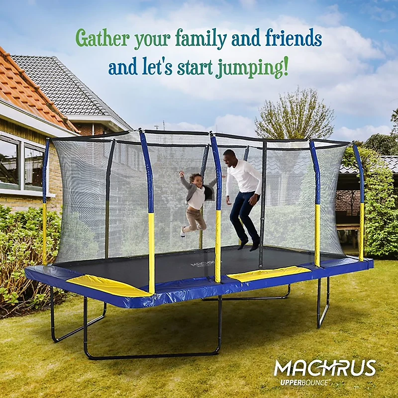 Machrus Upper Bounce 9 ft x 15 ft Rectangle Gymnastics Style Trampoline Set
