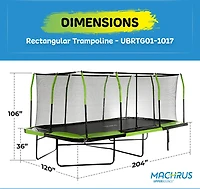 Machrus Upper Bounce Mega Gymnastics Style 10 ft x 17 ft Rectangle Trampoline
