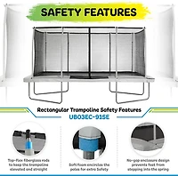 Machrus Upper Bounce 9 ft x 15 ft Rectangular Gymnastics Style Trampoline with Enclosure