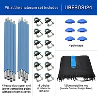 Machrus Upper Bounce 12 ft Round Trampoline 4 Pole Safety Enclosure Set