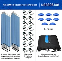 Machrus Upper Bounce 10 ft Round Trampoline Enclosure System with 8 Poles