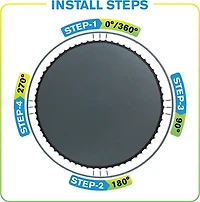 Machrus Upper Bounce 12 ft Round Trampoline Replacement Mat with 60 V-Rings