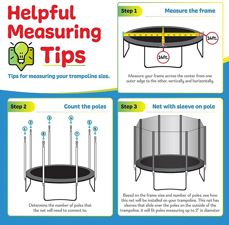 Machrus Upper Bounce ft Round Trampoline Replacement Safety Enclosure Net