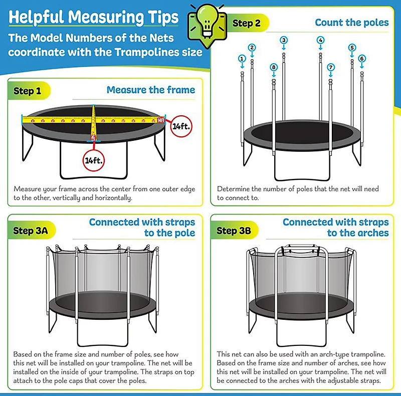 Machrus Upper Bounce ft Round Trampoline Inside Replacement Safety Enclosure Net
