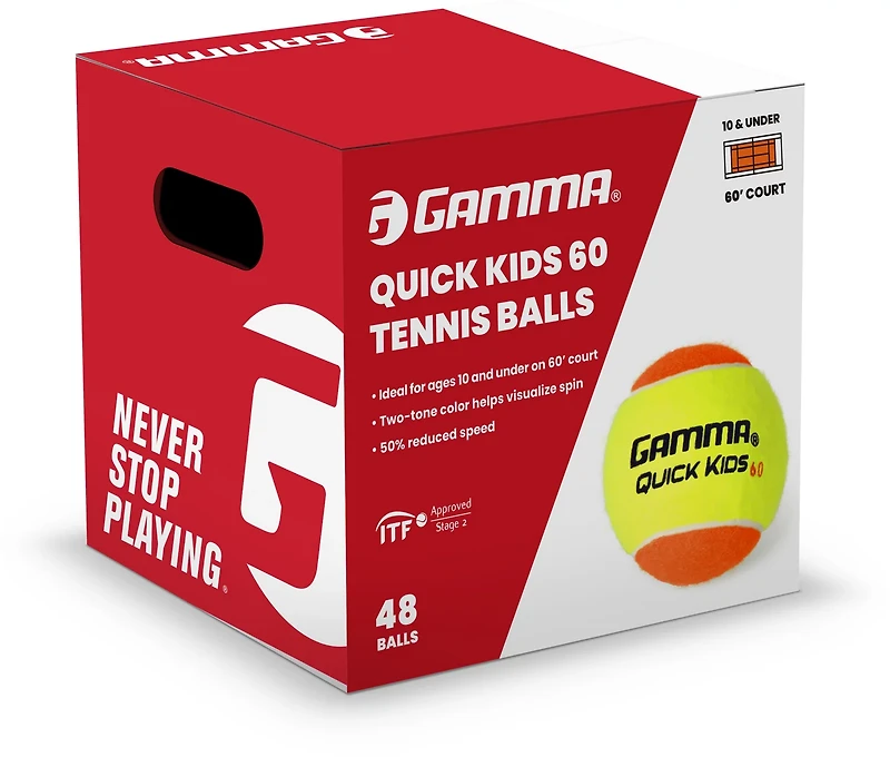 GAMMA Sports 2024 Quick Kids 60 Tennis Ball 48 Ball Box