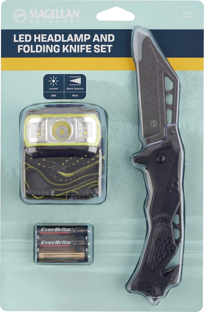 Magellan Outdoors 500-Lumen Headlamp and Folding Knife Combo