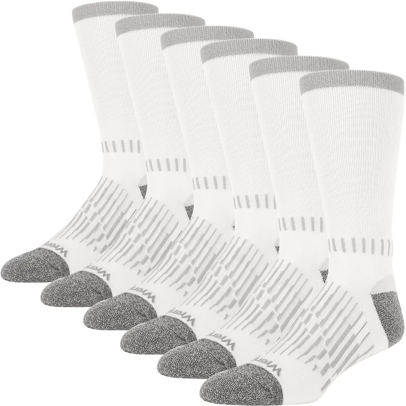Wrangler Men's Durable Peak Half Cushion Crew Work Socks 6pk