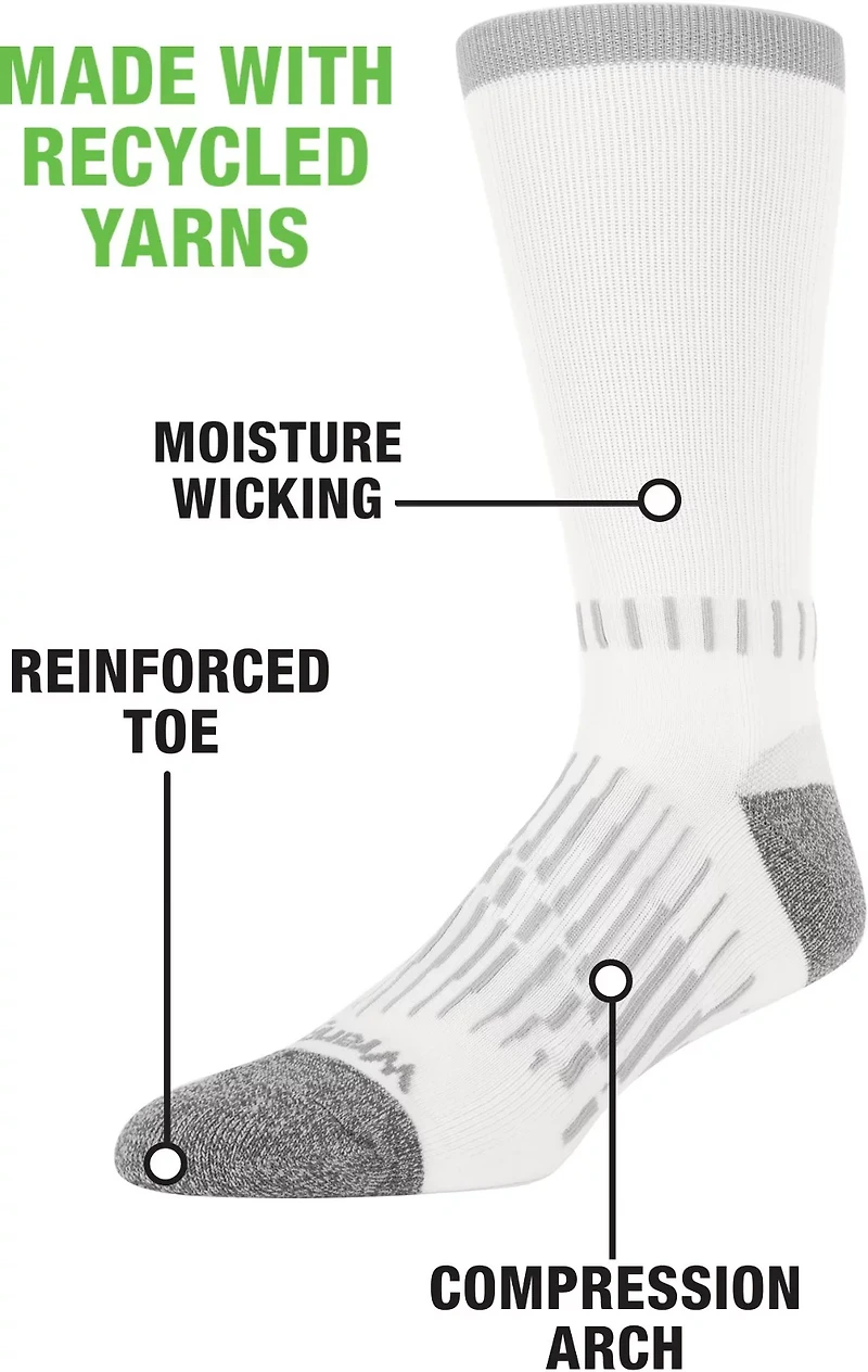 Wrangler Men's Durable Peak Half Cushion Crew Work Socks 6pk